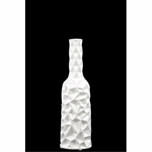H2H Urban Trends Collection  Ceramic Round Bottle Vase With Wrinkled Sides, Medium - White H23247982
